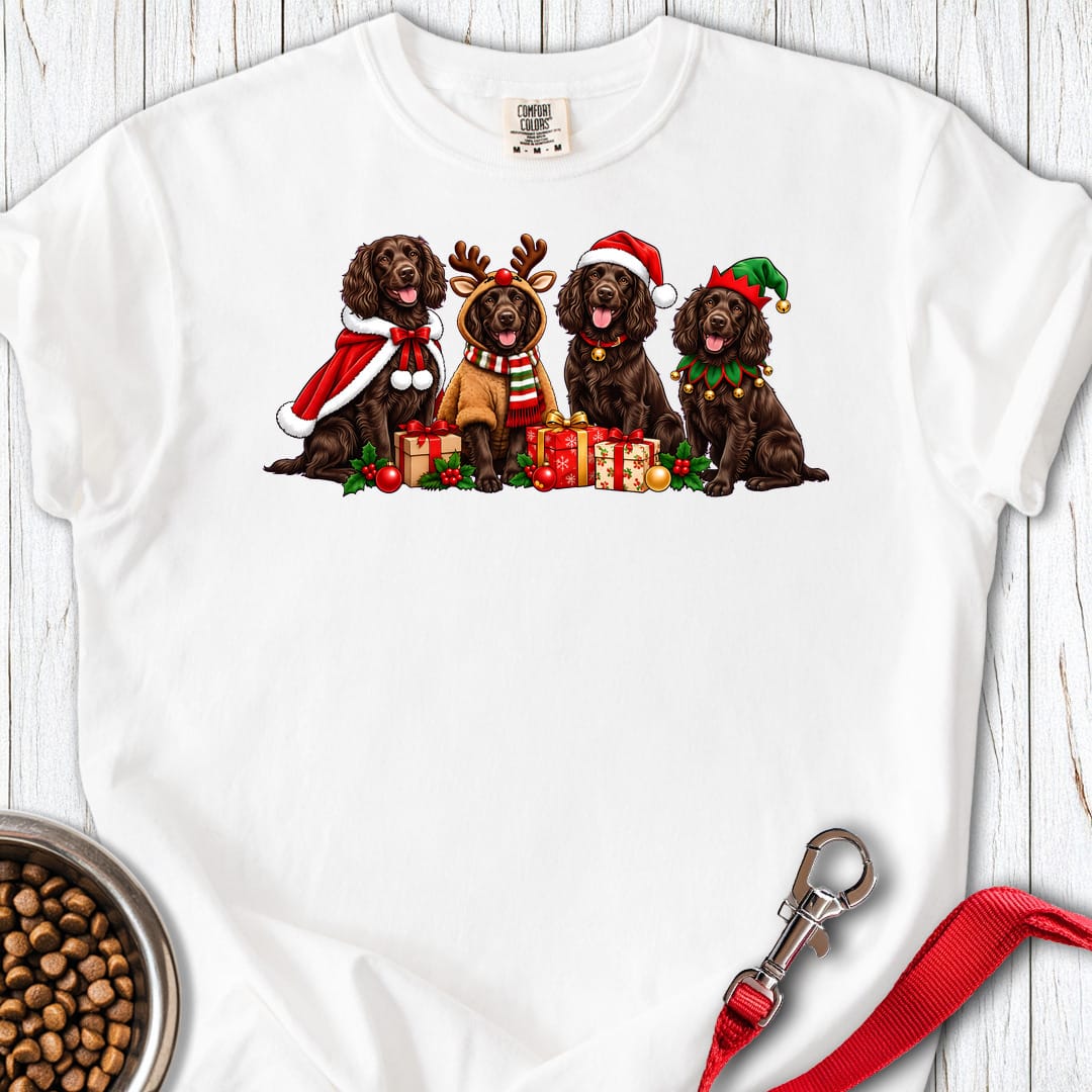 Boykin Spaniel Christmas Group Premium Tee White