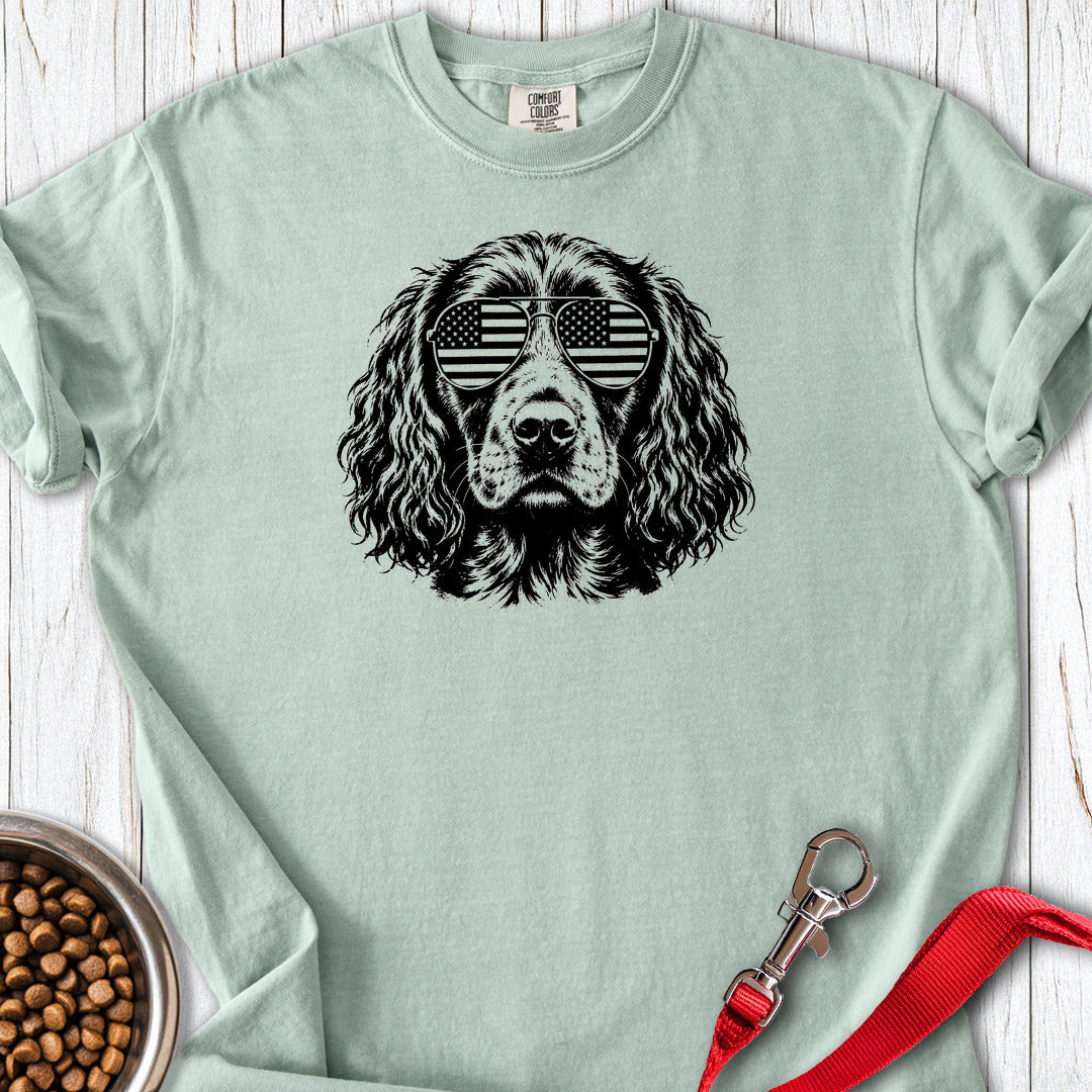 Boykin Spaniel Flag Shades Premium Tee — Bay
