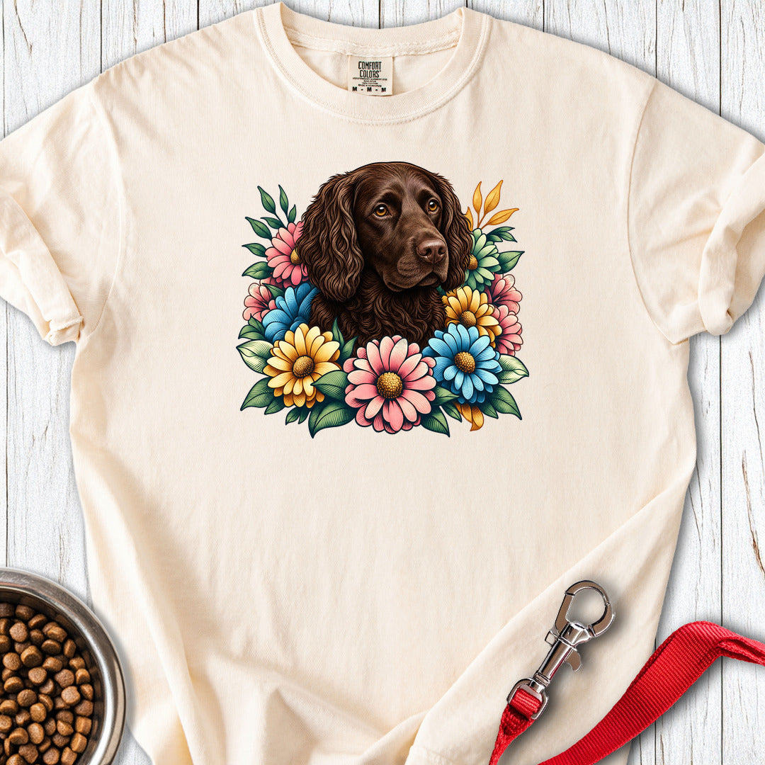 Boykin Spaniel Flower Wreath Premium Tee — Ivory
