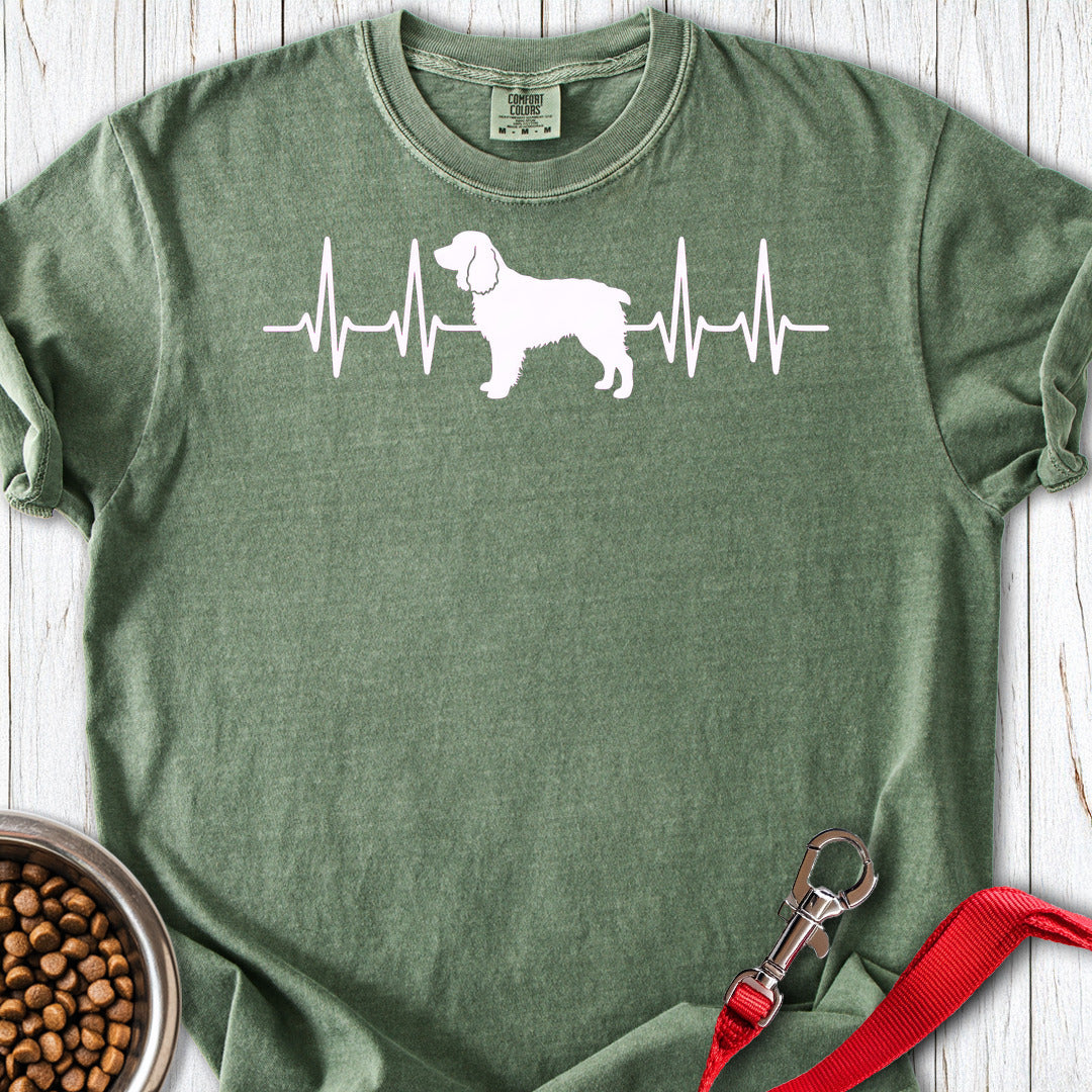 Boykin Spaniel Heartbeat Premium Tee — Moss