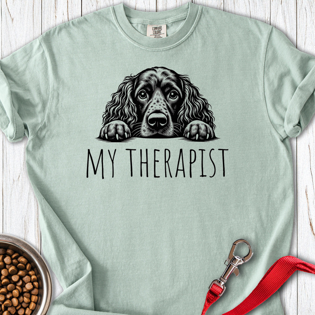Boykin Spaniel My Therapist Premium Tee — Bay