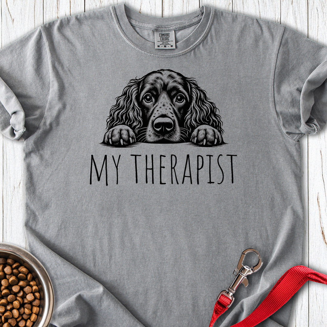 Boykin Spaniel My Therapist Premium Tee — Grey