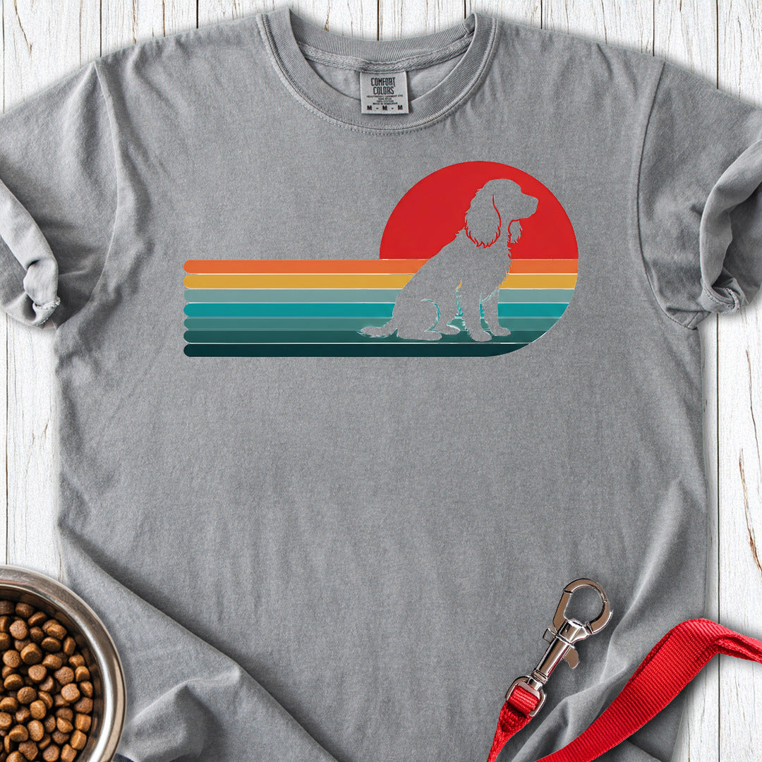 Boykin Spaniel Retro Sunset Premium Tee — Grey
