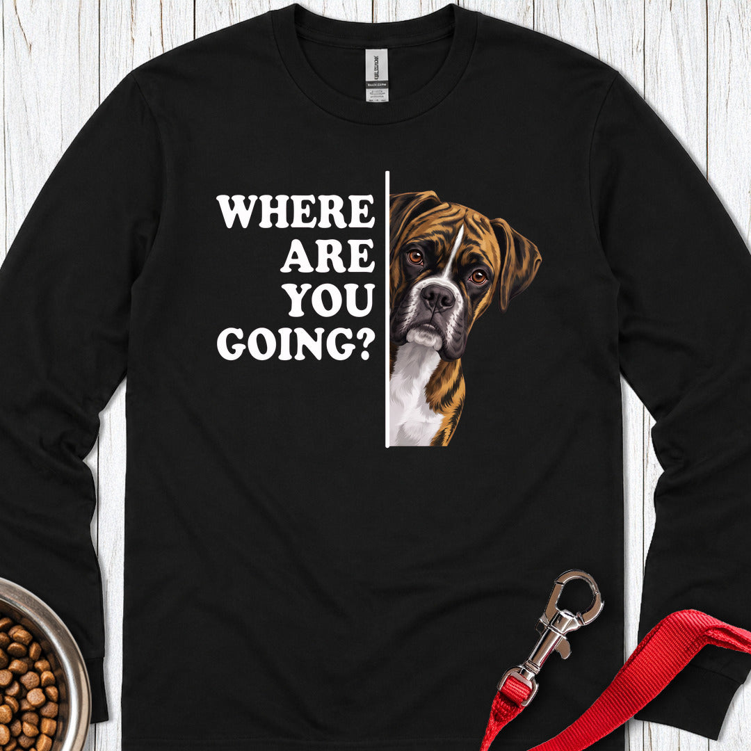 Brindle Boxer Alert Long Sleeve Black