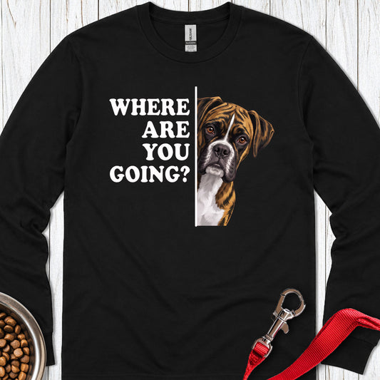 Brindle Boxer Alert Long Sleeve — Black