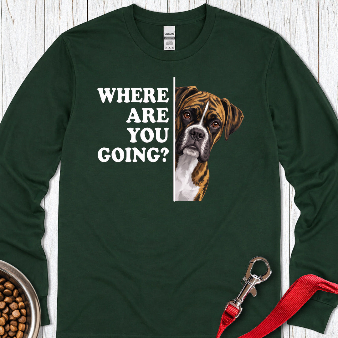 Brindle Boxer Alert Long Sleeve Forest Green