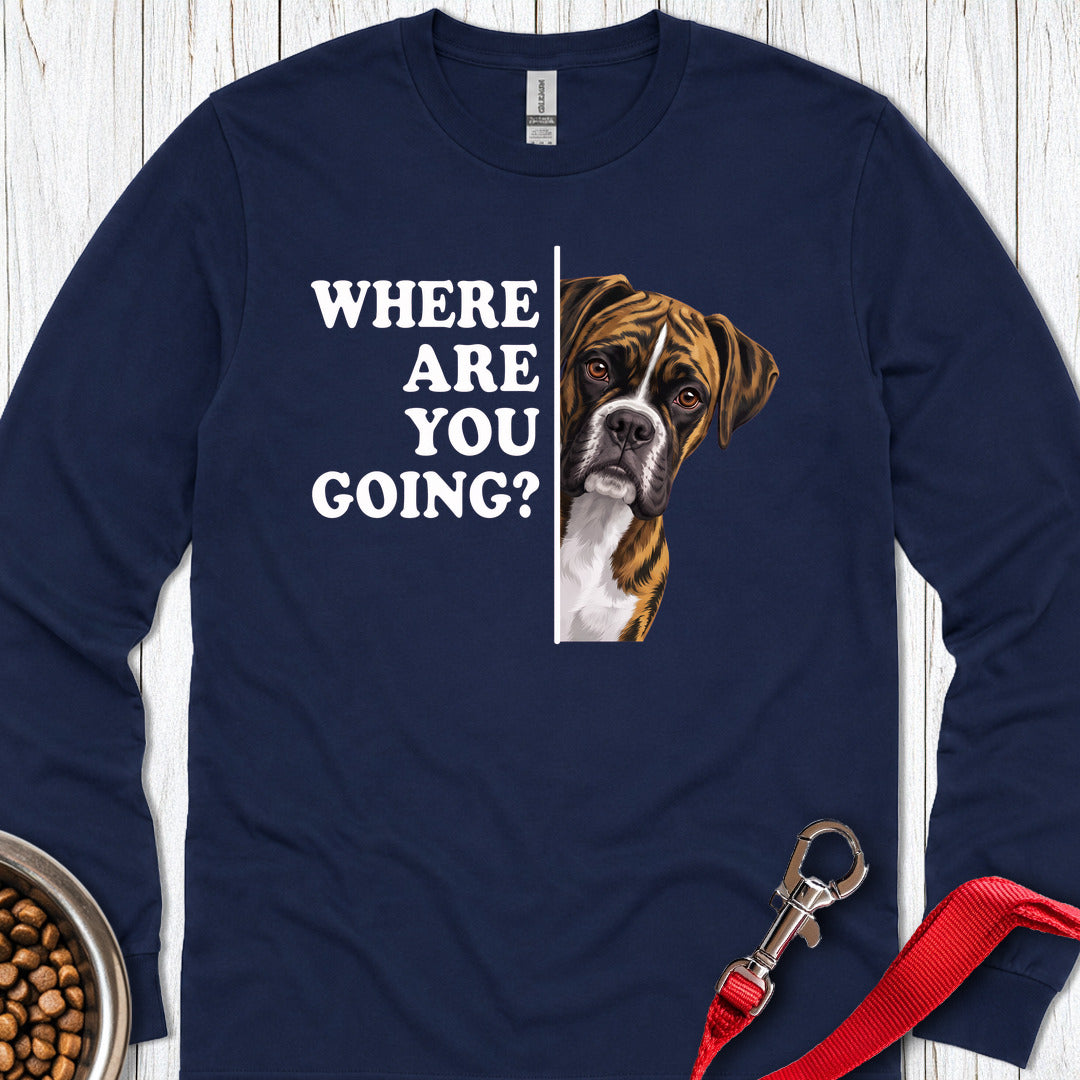 Brindle Boxer Alert Long Sleeve Navy