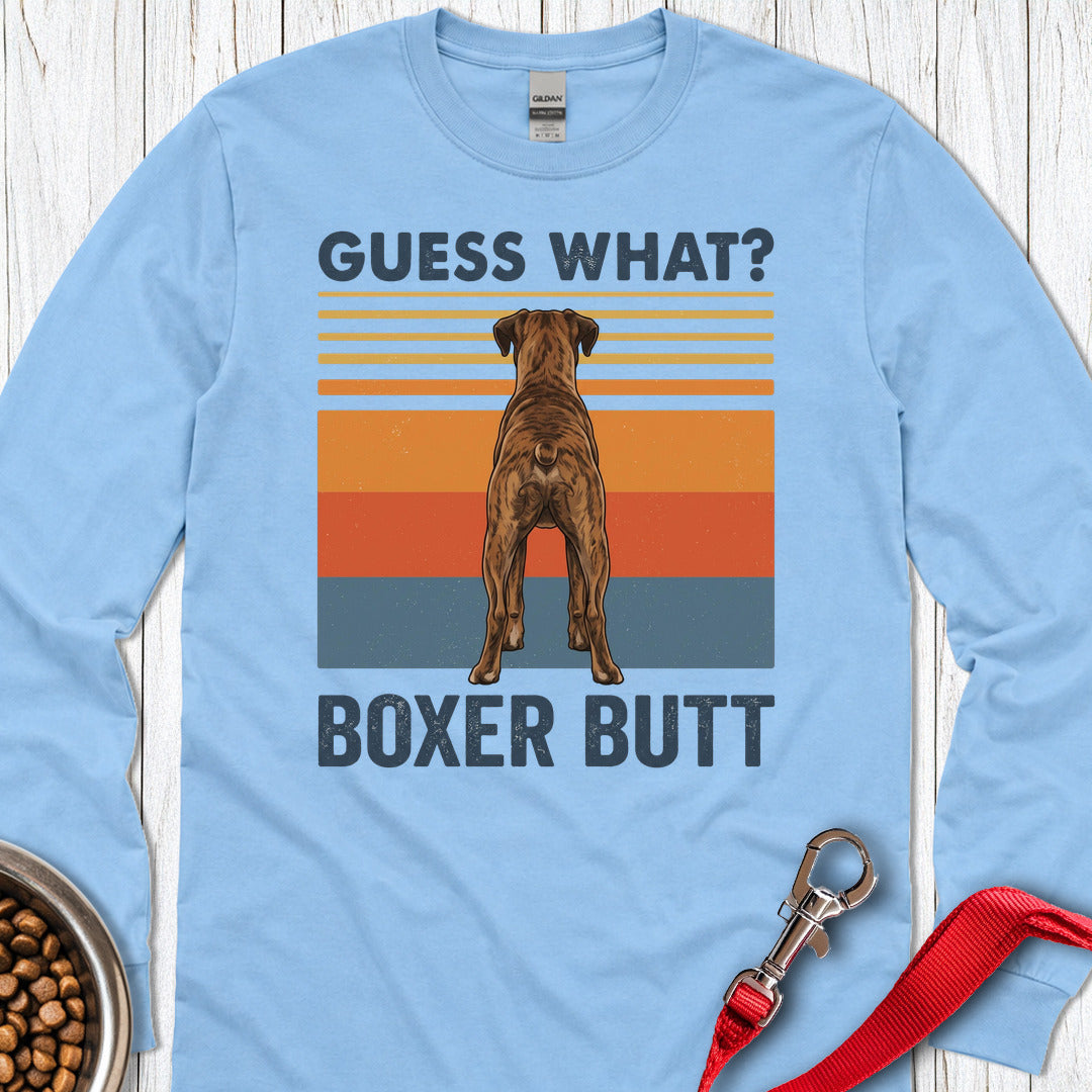 Brindle Boxer Butt Long Sleeve Carolina Blue