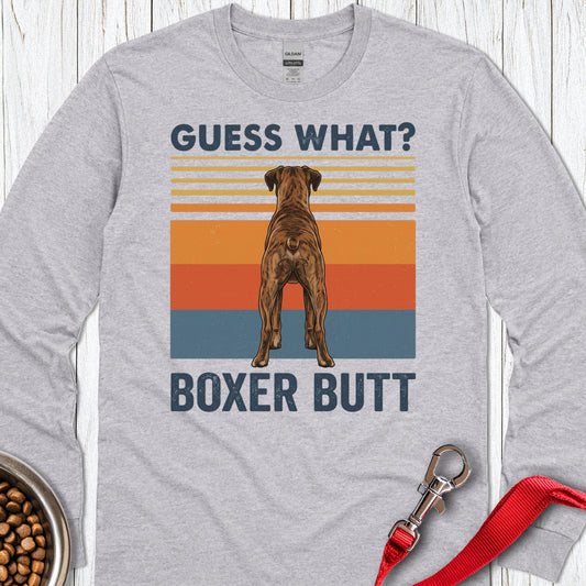 Brindle Boxer Butt Long Sleeve — Sport Grey