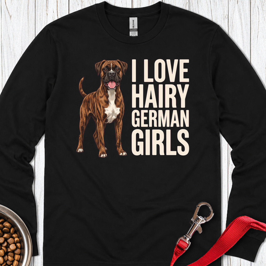 Brindle Boxer Hairy German Girls Long Sleeve Black