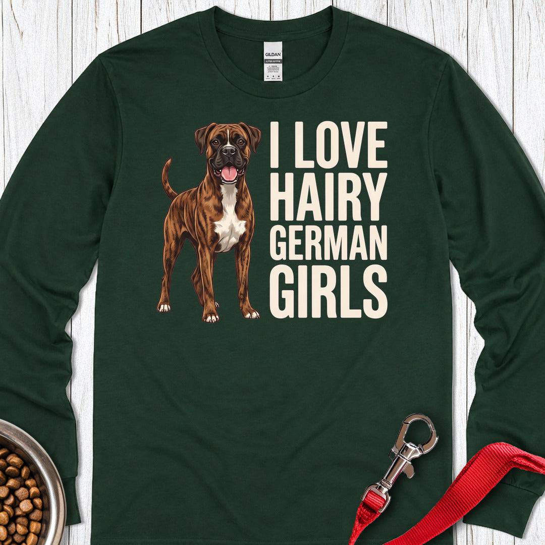 Brindle Boxer Hairy German Girls Long Sleeve Forest Green