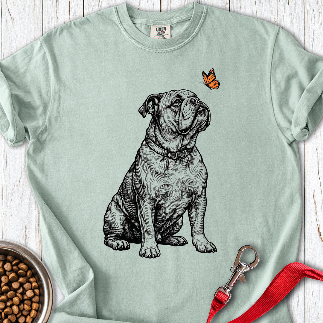 English Bulldog Butterfly Premium Tee Bay