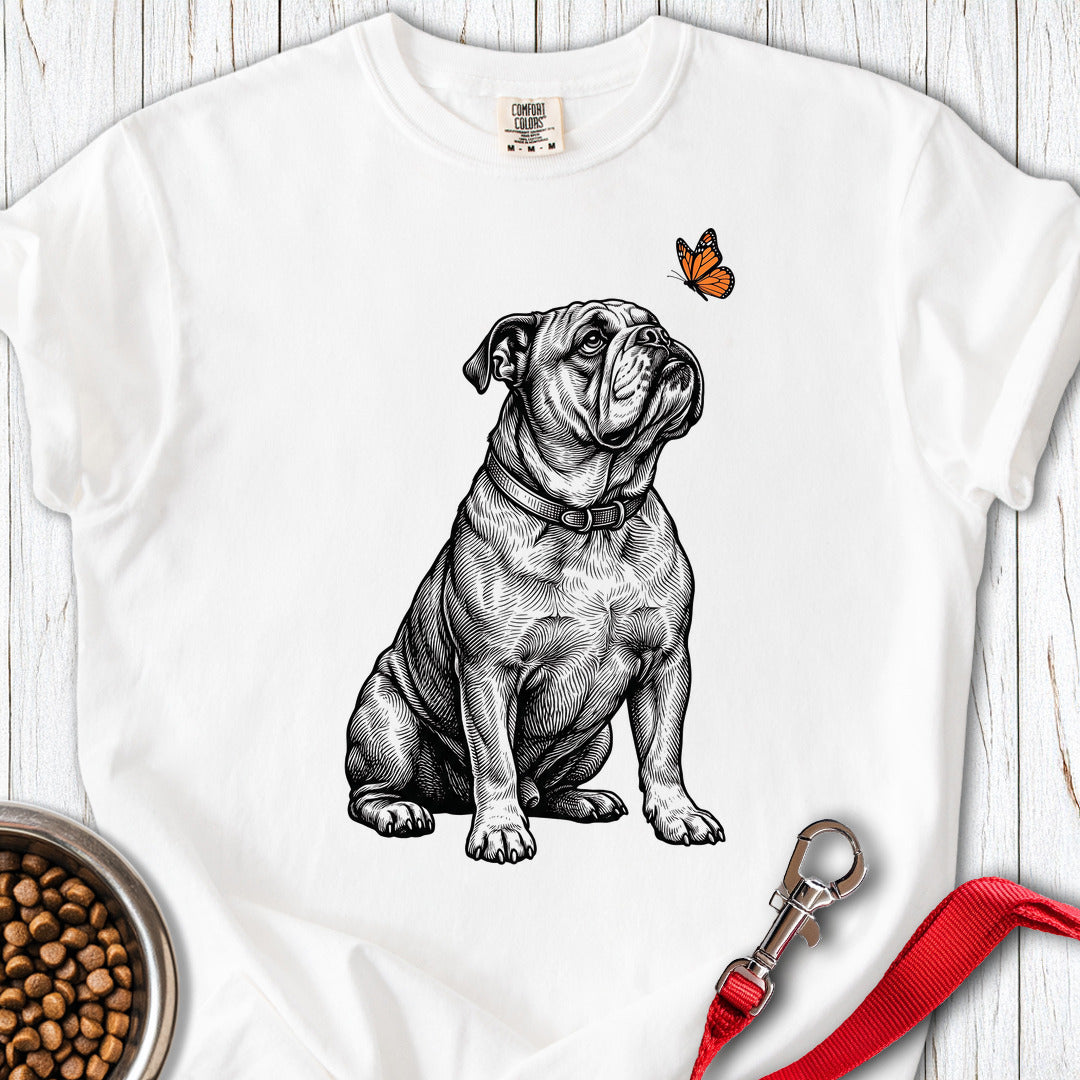 English Bulldog Butterfly Premium Tee White