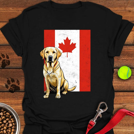 Yellow Labrador Canada Flag T-Shirt Black