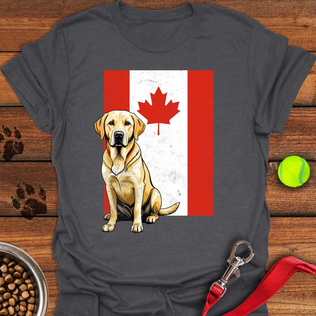 Yellow Labrador Canada Flag T-Shirt Dark Heather
