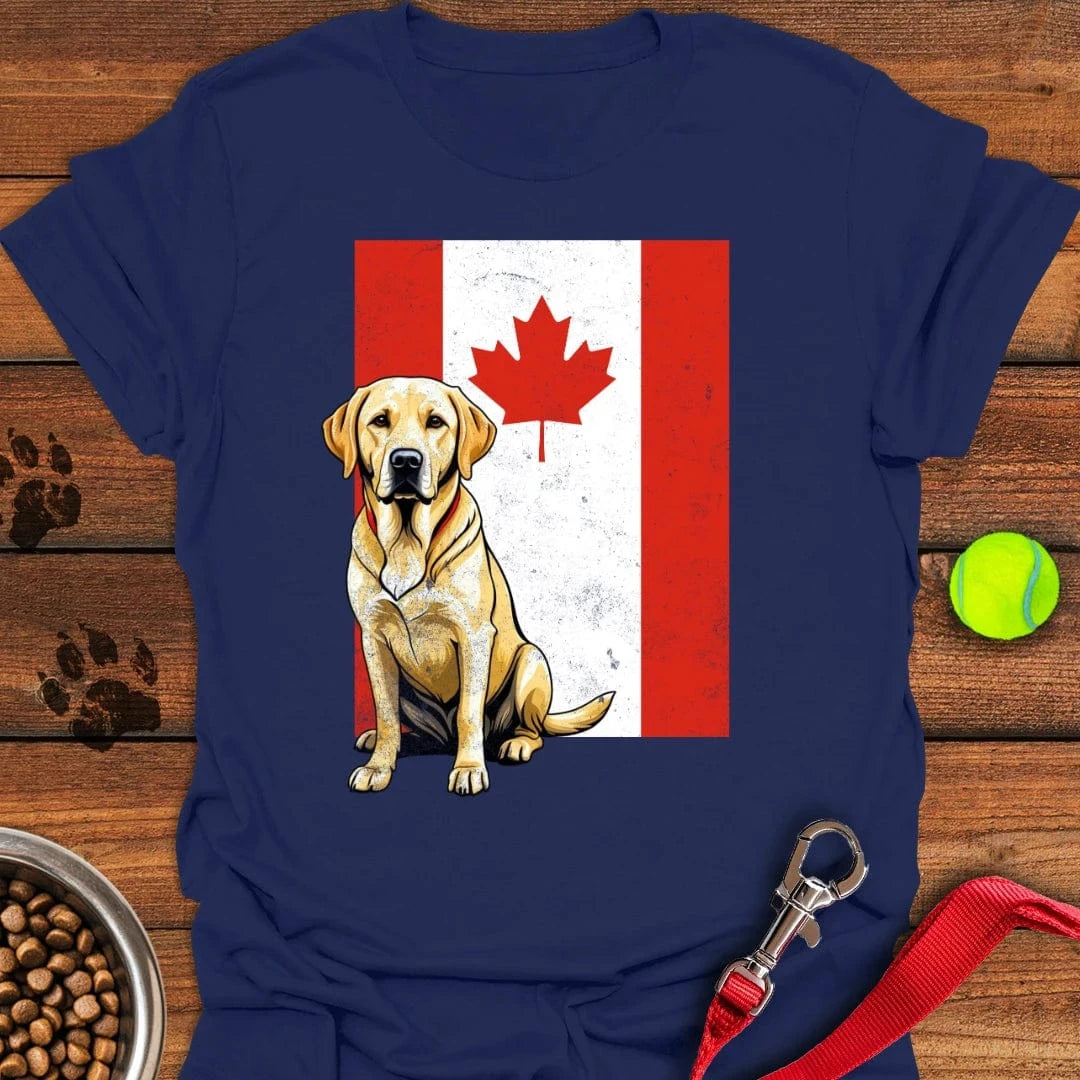 Yellow Labrador Canada Flag T-Shirt Navy