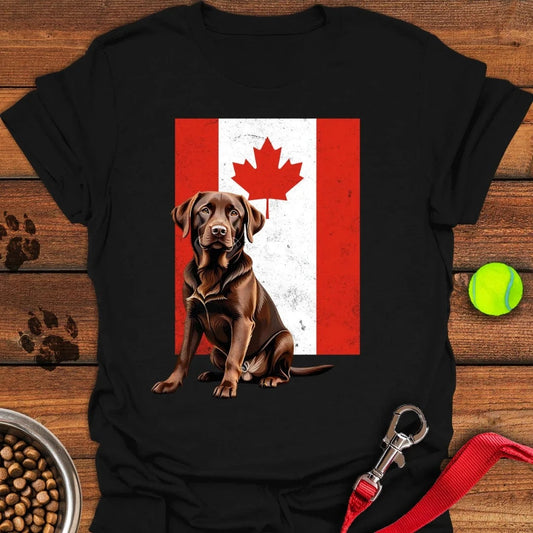 Chocolate Labrador Canada Flag T-Shirt Black