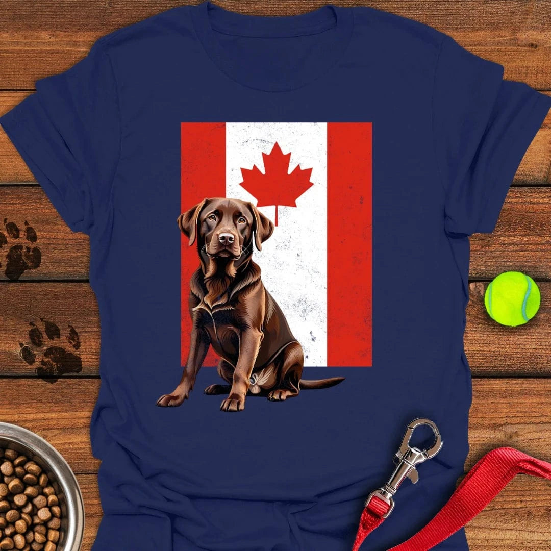 Chocolate Labrador Canada Flag T-Shirt Navy