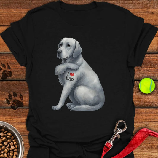 Silver Labrador I Love Dad T-Shirt Black