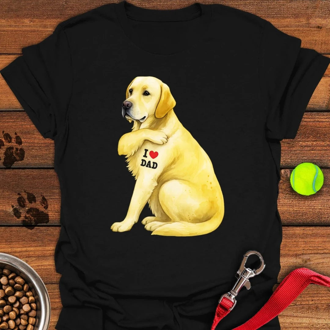 Yellow Labrador I Love Dad T-Shirt Black