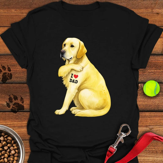 Yellow Labrador I Love Dad T-Shirt Black