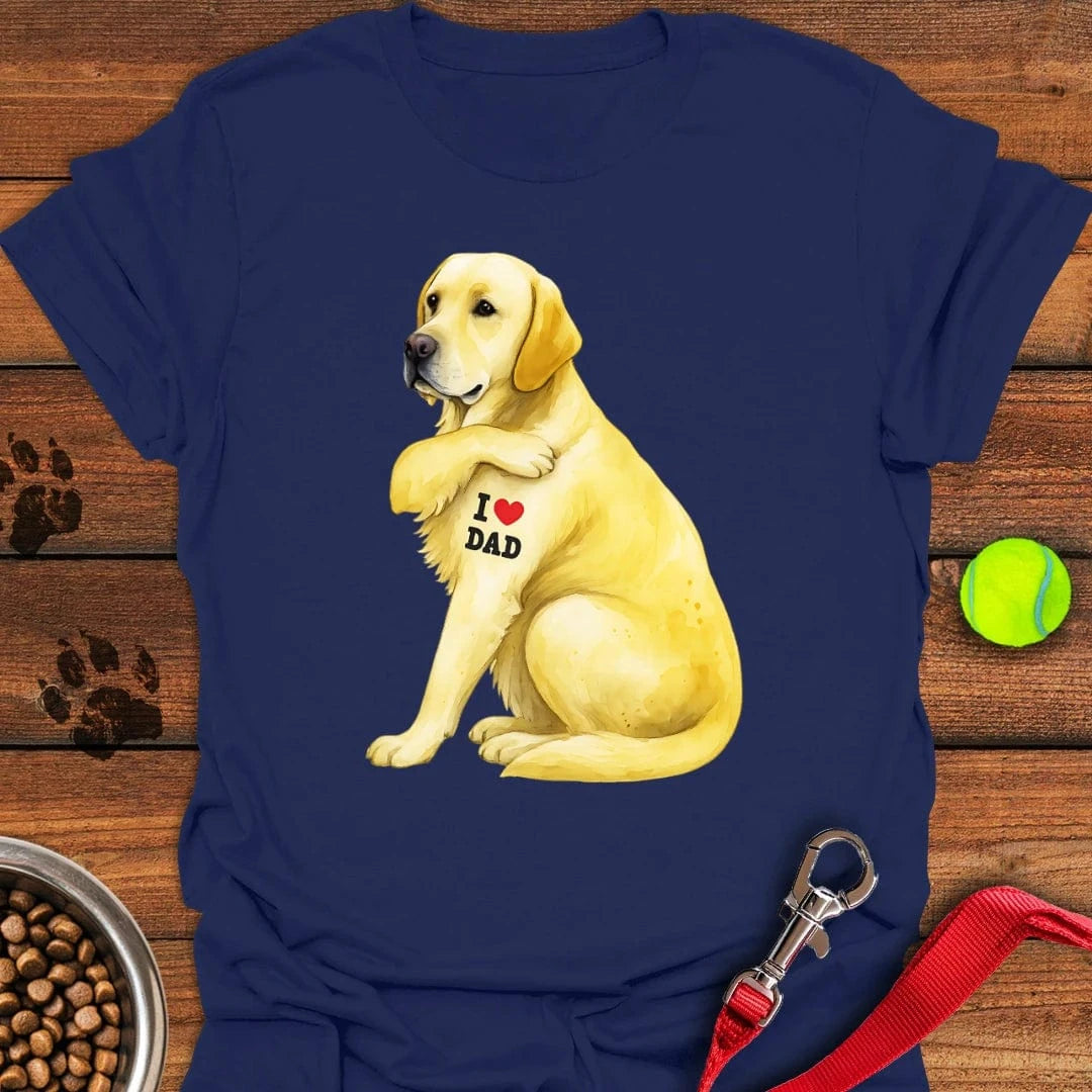 Yellow Labrador I Love Dad T-Shirt Navy