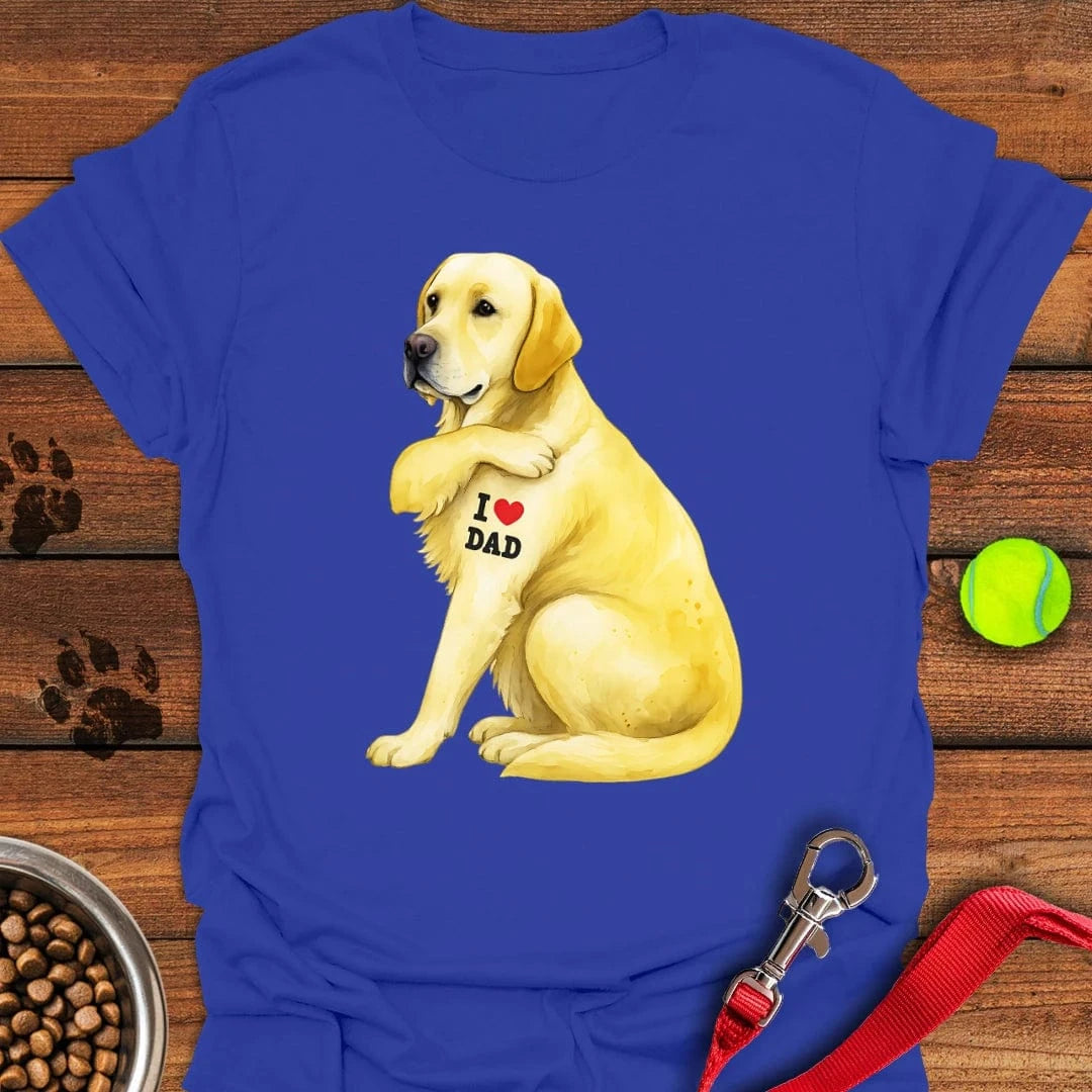 Yellow Labrador I Love Dad T-Shirt Royal