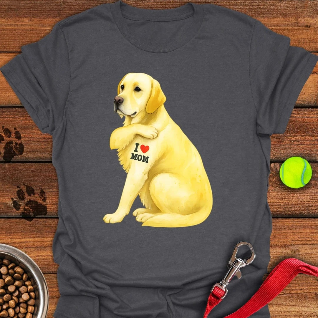 Yellow Labrador I Love Mom T-Shirt Dark Heather