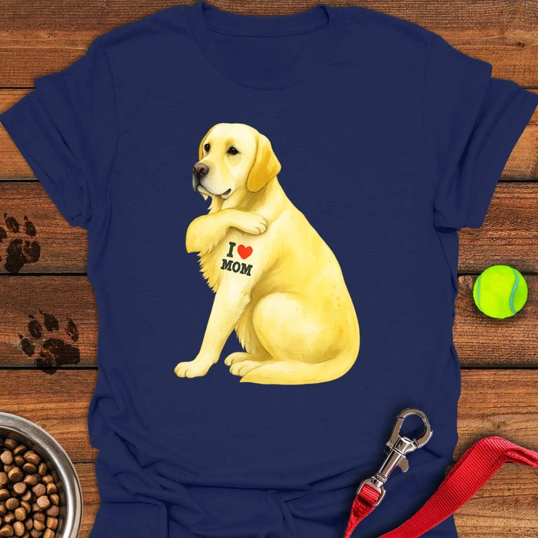 Yellow Labrador I Love Mom T-Shirt Navy
