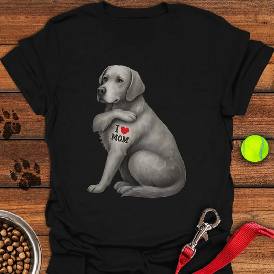 Silver Labrador I Love Mom T-Shirt Black