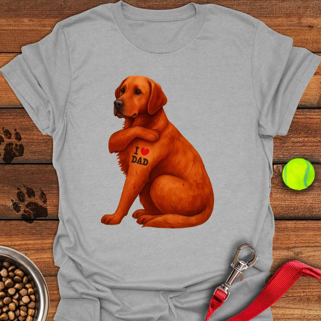Fox Red Labrador I Love Dad T-Shirt Sport Grey