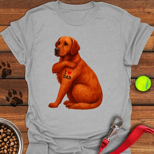 Fox Red Labrador I Love Dad T-Shirt Sport Grey