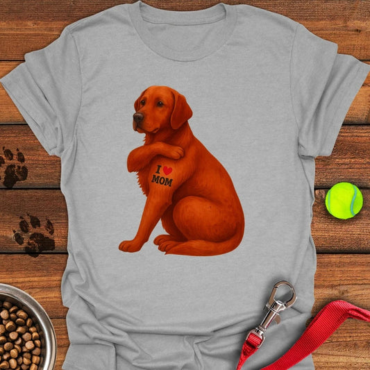Fox Red Labrador I Love Mom T-Shirt Sport Grey