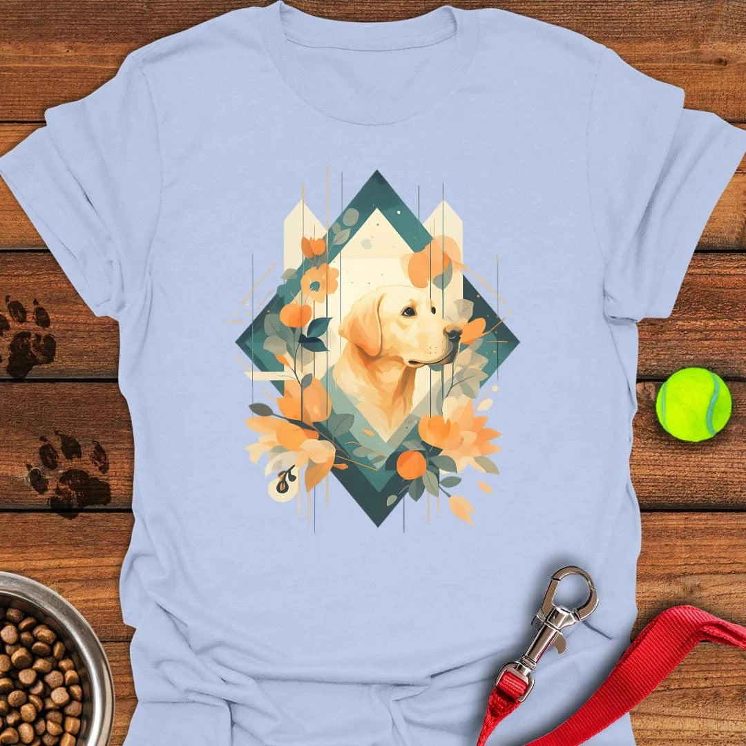 Yellow Labrador Abstract Art T-Shirt Light Blue