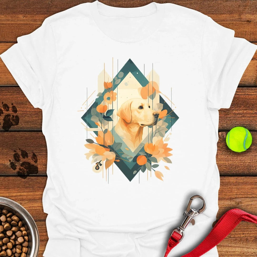 Yellow Labrador Abstract Art T-Shirt White
