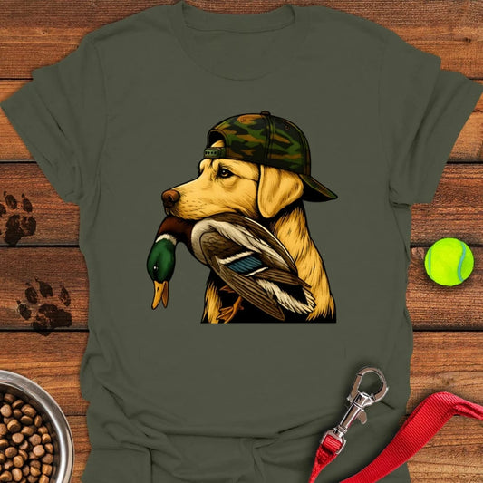 Yellow Labrador Hunting T-Shirt Military Green