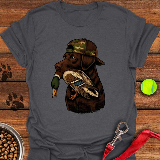 Chocolate Labrador Hunting T-Shirt Dark Heather