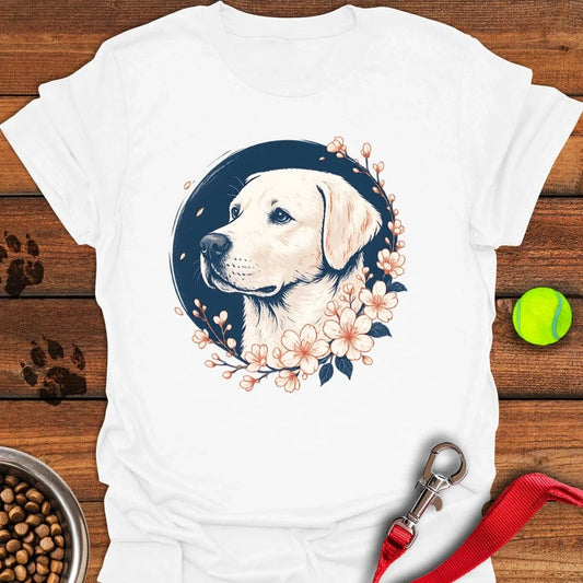 White Labrador Flower T-Shirt White