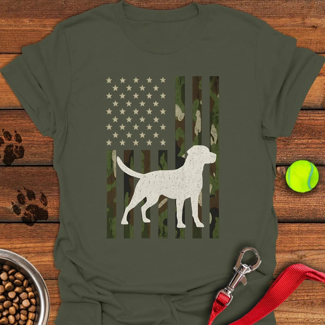 USA Labrador Hunting Camo T-Shirt Military Green