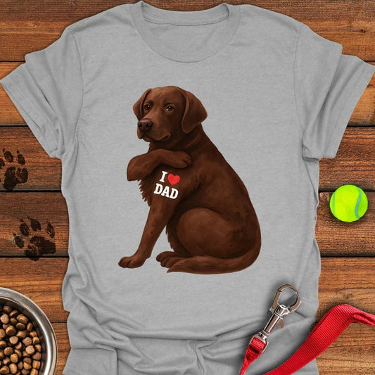 Chocolate Labrador I Love Dad T-Shirt Sport Grey