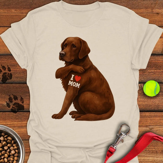 Chocolate Labrador I Love Mom T-Shirt Natural