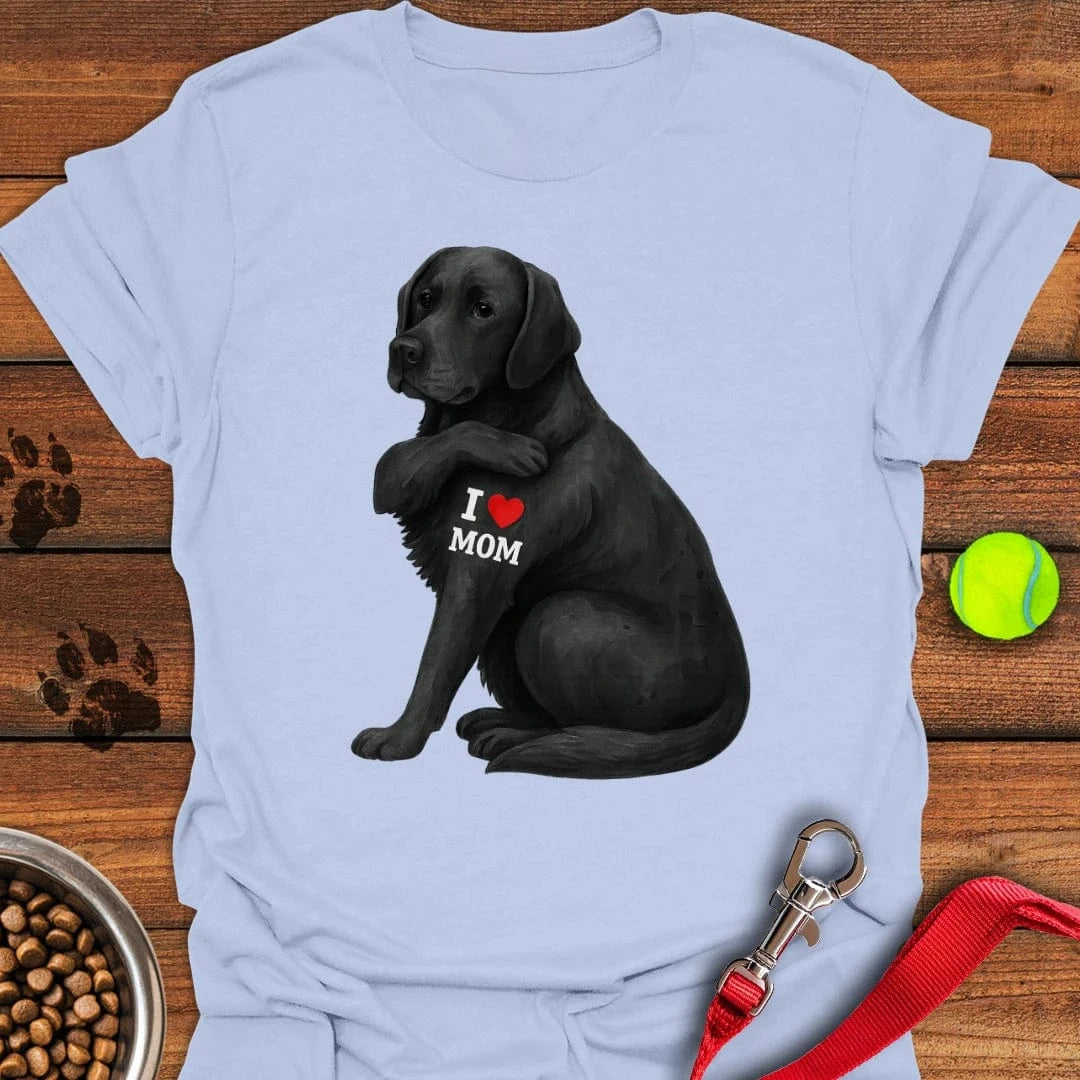 Black Labrador I Love Mom T-Shirt Light Blue
