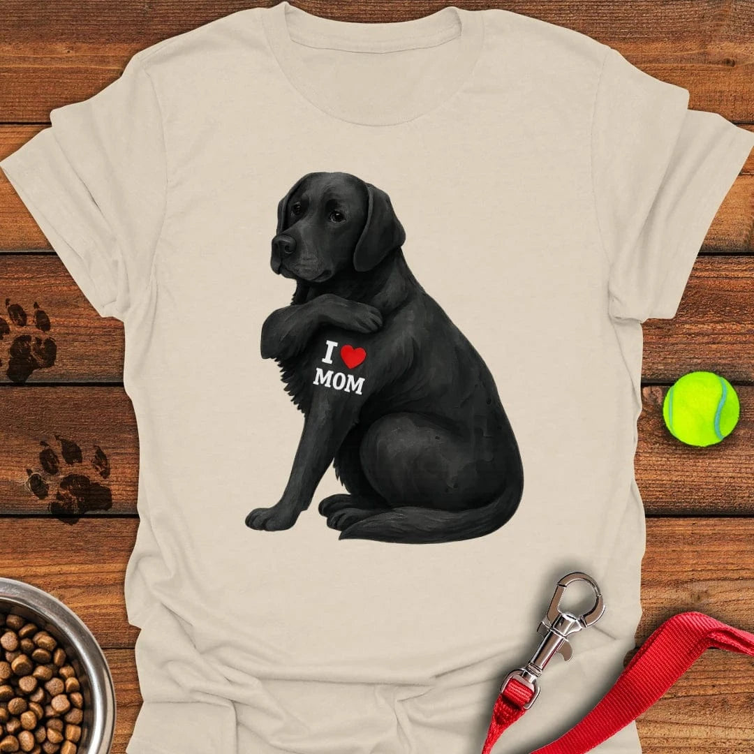 Black Labrador I Love Mom T-Shirt Natural