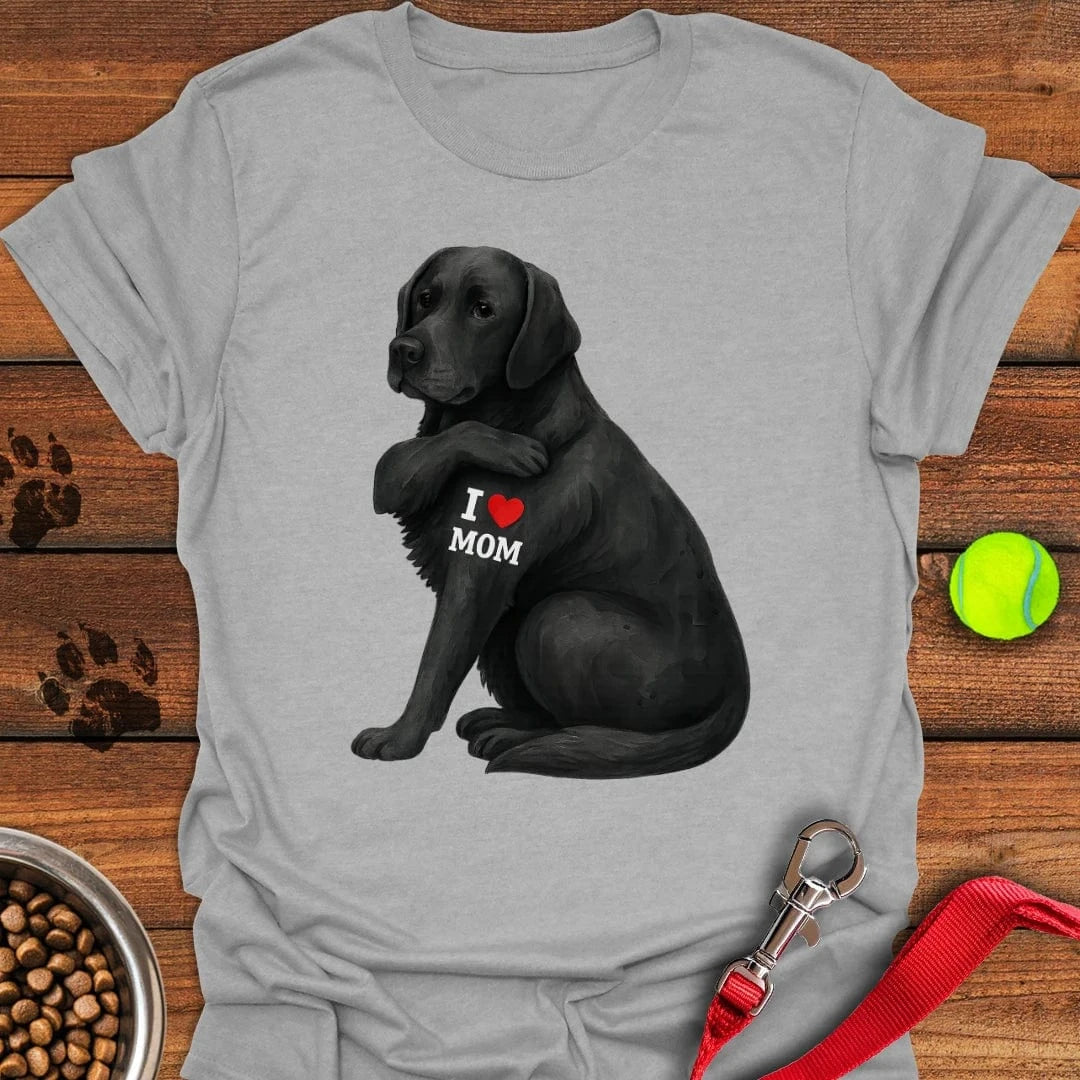 Black Labrador I Love Mom T-Shirt Sport Grey