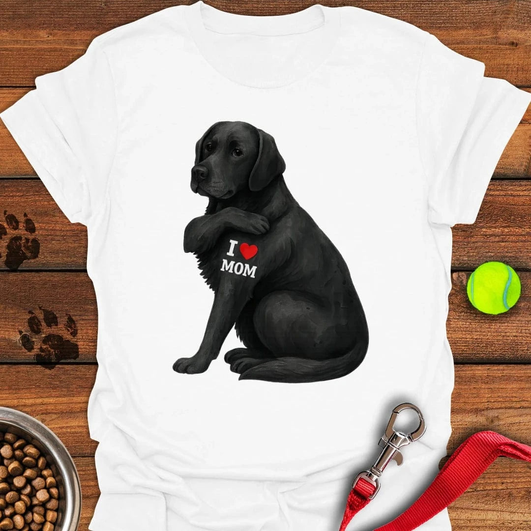 Black Labrador I Love Mom T-Shirt White