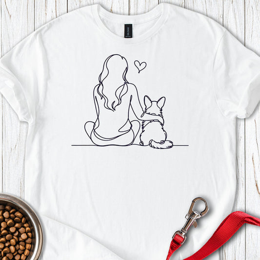 Cardigan Welsh Corgi and Girl — White