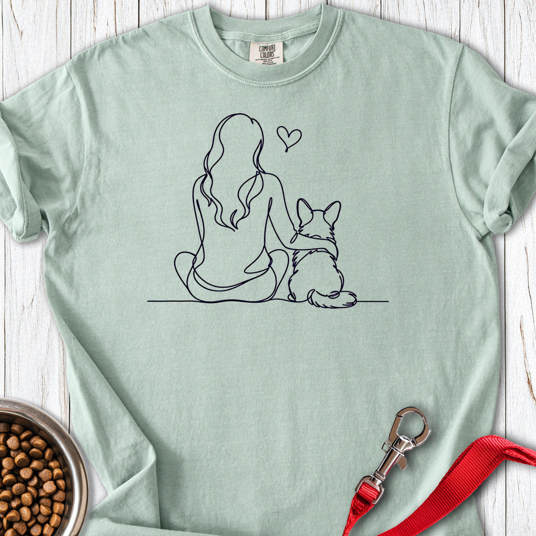 Cardigan Welsh Corgi and Girl Premium Tee — Bay