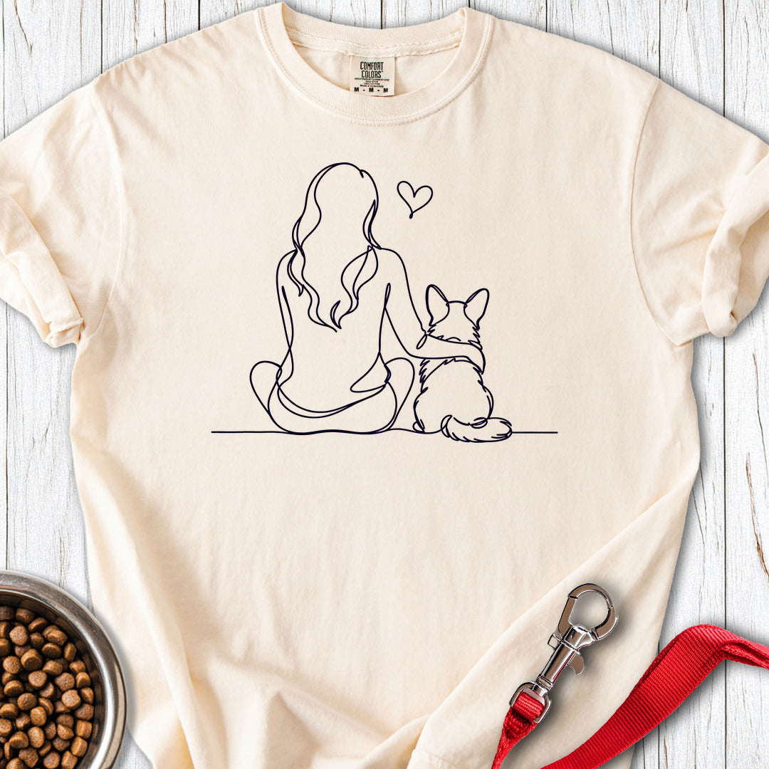Cardigan Welsh Corgi and Girl Premium Tee — Ivory