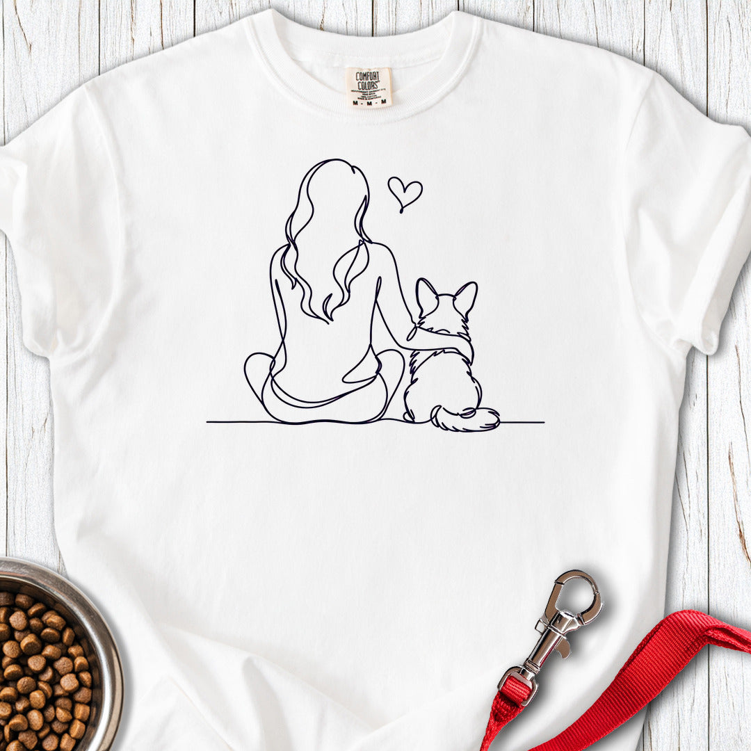 Cardigan Welsh Corgi and Girl Premium Tee — White