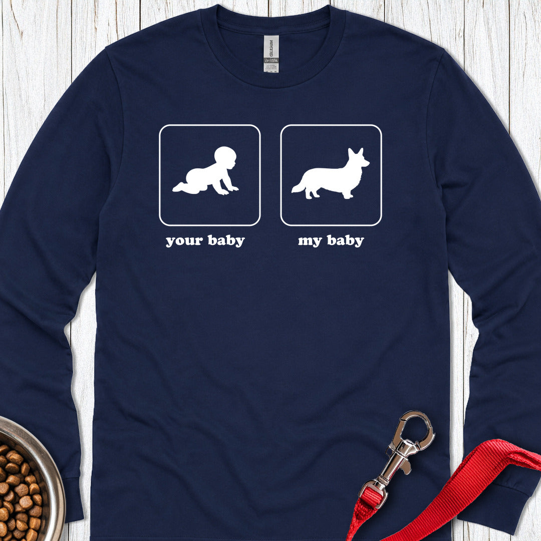 Cardigan Welsh Corgi Baby Long Sleeve — Navy